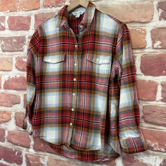 Old Navy Women's The Boyfriend Shirt S Multicolor Plaid Casual Button Front - Picture 3 of 8